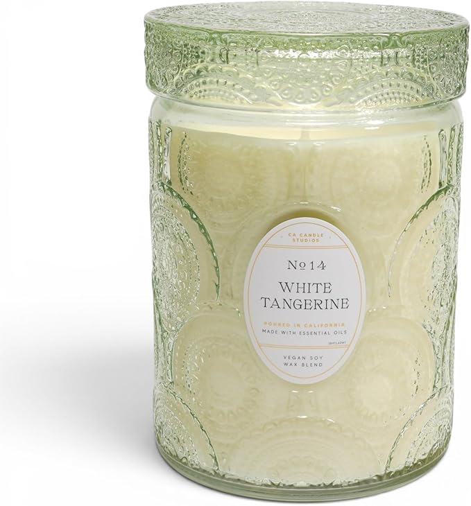 LEOBEN CO – White Tangerine Scented Candle – 18oz, Heirloom Collection – 80 hr Burn Time – Poured in California Using Vegan Soy Wax and Essential Oils – Made in Small Batches