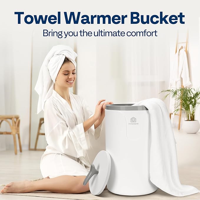 VIVOHOME 20L Towel Warmer for Bathroom, Large Towel Heater Bucket with Keep Warm Feature, Suitable for Oversized Towels, Blankets, Bathrobes