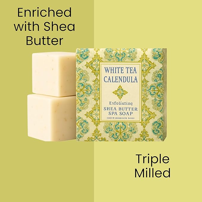 Greenwich Bay Mini Botanical Soap Bars – 12 Pack 1.9 oz Each – Individually Wrapped Guest Soaps for Airbnb, Spa, Travel, Bath – Travel Size Bar Soap Set, White Tea Calendula