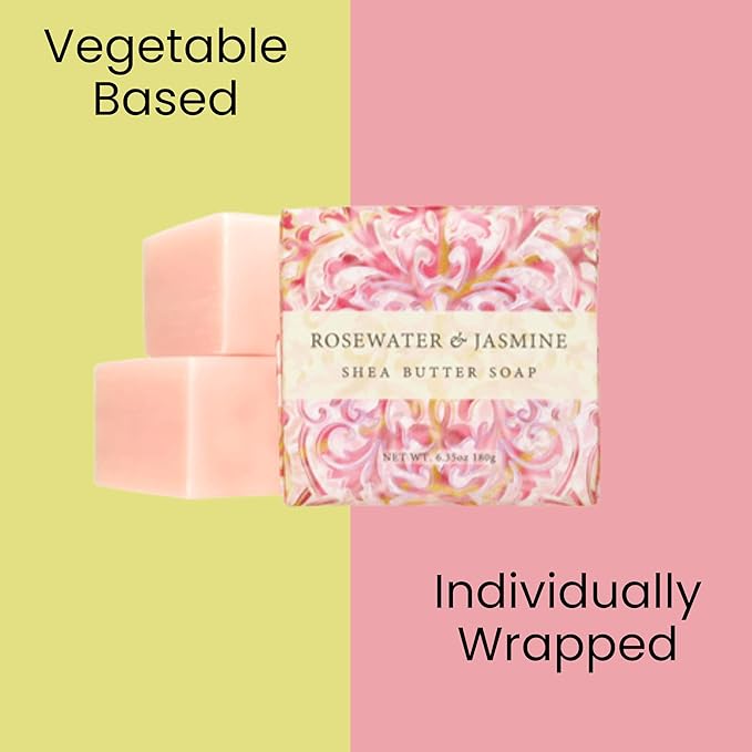 Greenwich Bay Mini Botanical Soap Bars – 12 Pack 1.9 oz Each – Individually Wrapped Guest Soaps for Airbnb, Spa, Travel, Bath – Travel Size Bar Soap Set, Rosewater