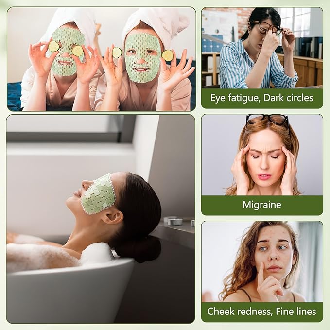 Demissle 4 Pcs Jade Eye Mask Jade Stone Facial Mask Scrap Massage Tool Hair Comb Facial Eye Cooling Stone Massage Tools for Puffy Eyes Dark Circles Gift (Light Green)