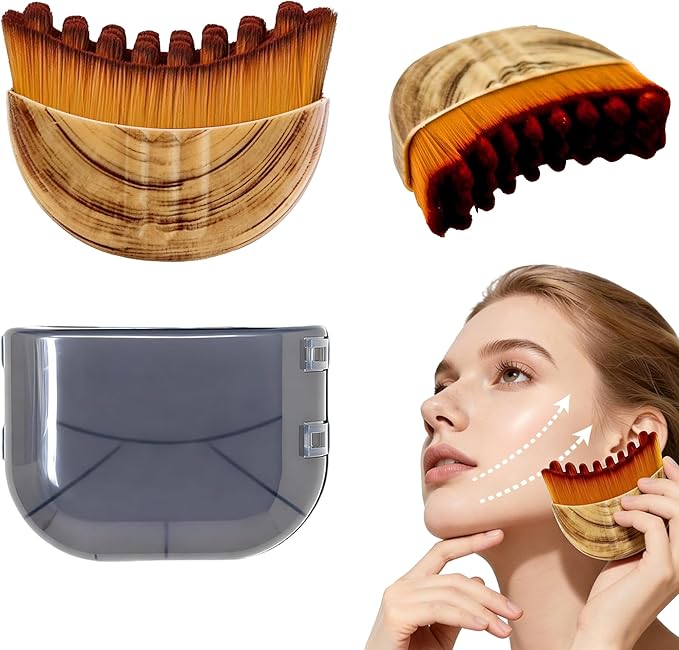 Lymphatic Contour Face Brush, Super Soft Manual Lymphatic Drainage Massager for Sculpting, Relieve Fatigue & Reduce Puffiness, with Portable Case Suitable for Facial Cleansing and Massage (1-PCS)