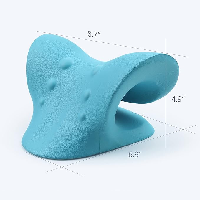RESTCLOUD Neck and Shoulder Relaxer, Cervical Traction Device for TMJ Pain Relief and Cervical Spine Alignment, Chiropractic Pillow Neck Stretcher (Blue)