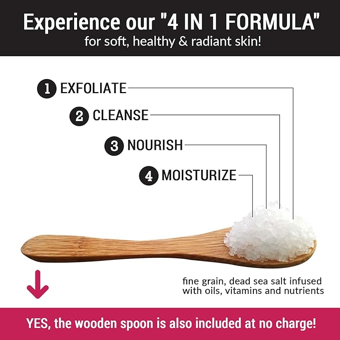 pureSCRUBS Premium Body Scrub for Strawberry Legs, Keratosis Pilaris (KP) & Ingrown Hairs – 4-in-1 Exfoliating Dead Sea Salt Formula – Smooth Skin, Reduce Razor Bumps & Dark Spots - Large 16oz