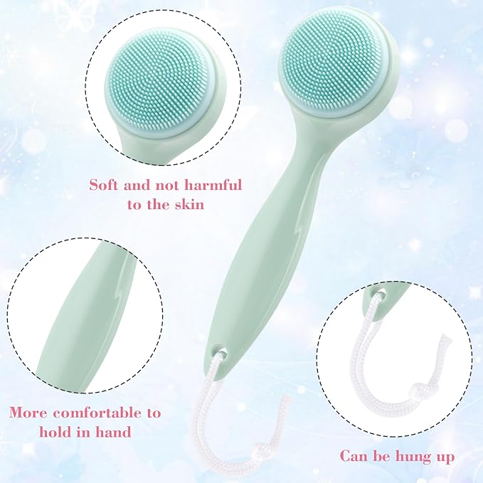 HINZIC 2 Pack Silicone Manual Facial Cleansing Brush, Skin Friendly Waterproof Face Cleaning Scrubber Exfoliator Cleanser for Blackheads Whiteheads Makeup Residues Removal- Green