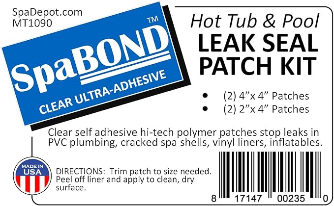 Hot Tub & Pool Leak Seal Patch Kit - Clear Ultra-Adhesive Waterproof Repair Fix for Vinyl, PVC, Acrylic