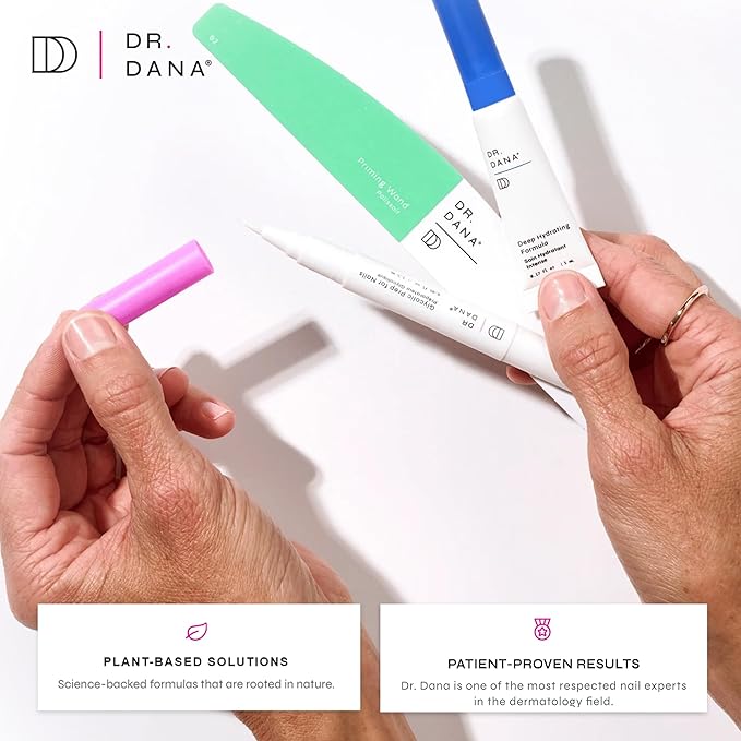 Dr. Dana Nail Repair Kit for Damaged Nails – Strengthening & Exfoliating Treatment with Glycolic Acid, Nail Primer, Hydrator & Priming Wand for Shiny, Healthy Nails, Nail Care Kit