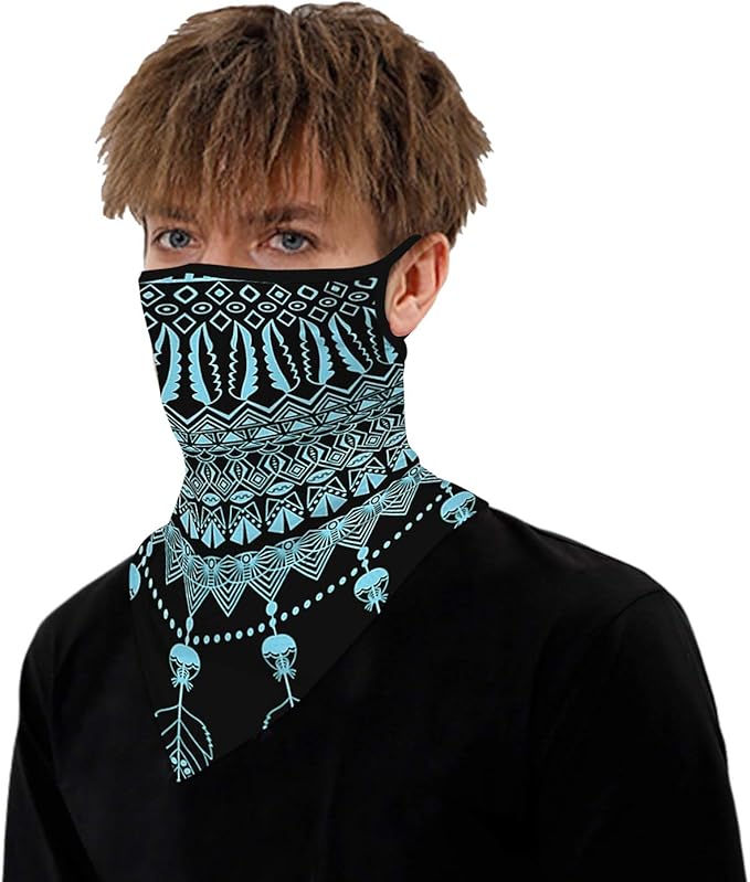 YAYOUREL Neck Gaiter Face Mask Bandanas for Men Women UV Face Scarf Cover Ear Loop Hole Facemask for Fishing Running Cycling