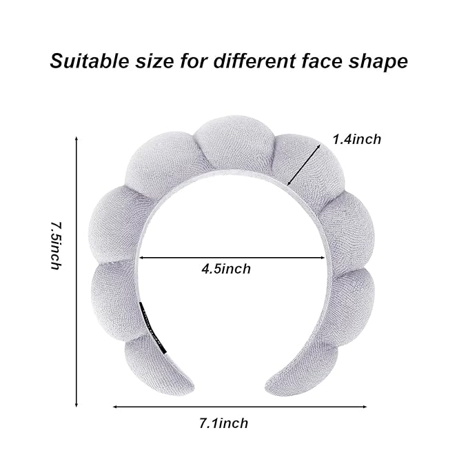 Spa Headbands for Washing Face Makeup Skin Care Women Bubble Facial Beauty Headbands Puffy Shower Towel Band Hairband