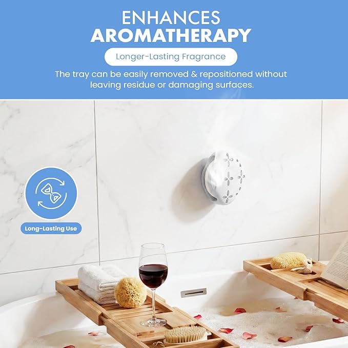 Shower Steamer Tray & Holder with Suction Cup – Non-Slip Silicone Molds for Aromatherapy Shower Steamers (1, White)