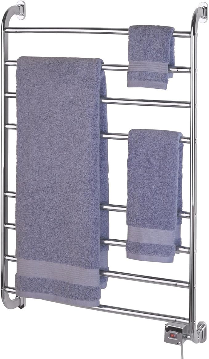 Warmrails Kensington Towel Warmer - Wall Mounted Towel Warmer Rack for Drying Towels and Garments - 39.5-Inch Chrome Finish Frame - Model HSKC