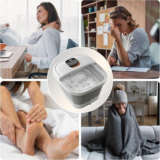 Collapsible Foot Spa with Heat, Foldable Foot Bath Massager with Temperature Control Touchscreen, Foot Massage Rollers, Pedicure Spa for Home, Office, Relaxation, Gift for Men & Women