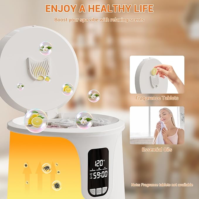 GarveeLife 20L Flip-Top Towel Warmer - Adjustable Temperature with Timer, LED Display & Auto Shut-Off for Bathroom, Quickly Warms Towels & Bathrobes Evenly