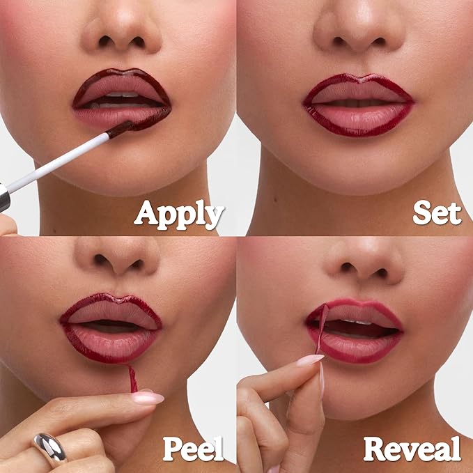 Sacheu Lip Liner STAY-N Peel Off Lip Stain — Long Lasting Waterproof Lip Tint with Hyaluronic Acid & Vitamin E — Transfer Proof Matte Finish, Vegan & Cruelty-Free (leftonRED)