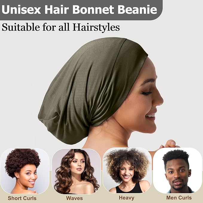 Satin Bonnet for Sleeping Night Cap, Adjustable Satin Lined Silk Bonnets Sleep Cap for Curly Hair Braids Beanie Black Women