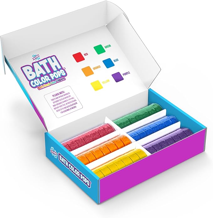Tub Works® Bath Color Pops™ Moisturizing Kids Bath Bombs, 42 Count | Bath Bomb Refills for Bath Color Brush | Nontoxic & Fragrance-Free | 6 Unique Colors | Fizzy, Vibrant Water Color Tablets