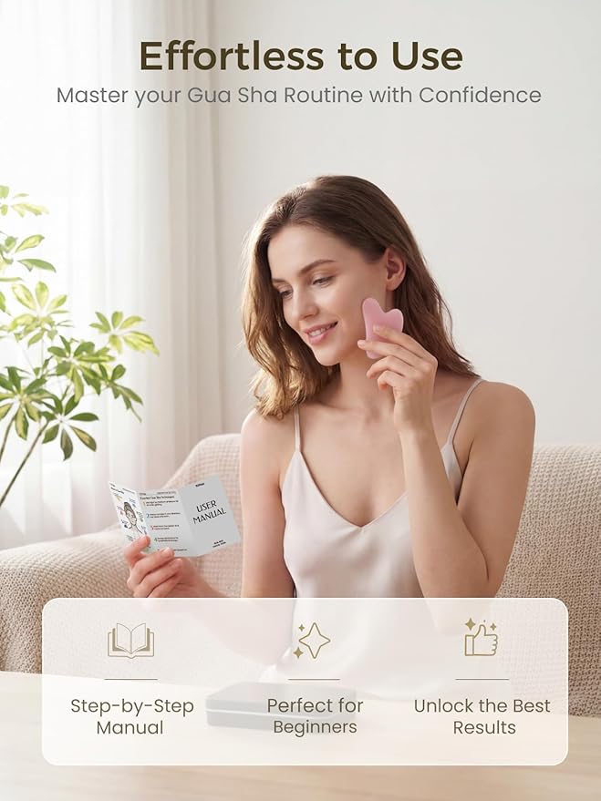 Gua Sha Facial Tools, Guasha Tool for Face Acupuncture Therapy Trigger Point Treatment, Gua Sha Scraping Massage Tool (Pink)