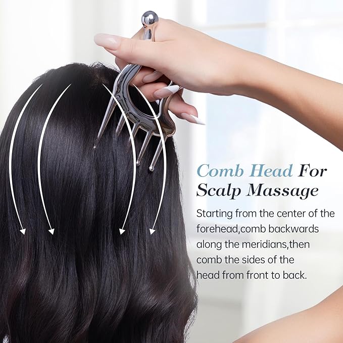 Scalp Massager, 5in1 Hair Scalp Massage Tool for Head Face Body, Protable Scalp Gua Sha Comb for Deep Relaxation and Relieving Pain, Acupressure and Trigger Point Tool for SPA