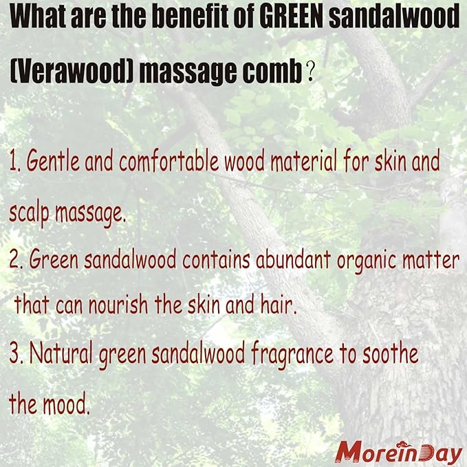 Wooden Scalp Massager Comb, Green Sandalwood Handmade Massage Comb for Hair Growth and Scalp Relax, Loc Comb for Sisterlocks, Head Massager for Women Men, Unique Natural Aroma - Size S