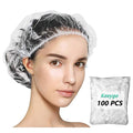 Keeygo Disposable Shower Caps 100 PCS Bath Caps Clear Waterproof Plastic Wraps for Women, Hotel Travel Essentials Accessories Hair Caps(20.5")