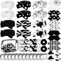 Kajaia 48 Pcs Spa Party Supplies for Girls Spa Party Favor Sleepover Slumber Supplies for Women Headband Eye Mask Hair Scrunchies Toiletry Bag(Black,Laser)