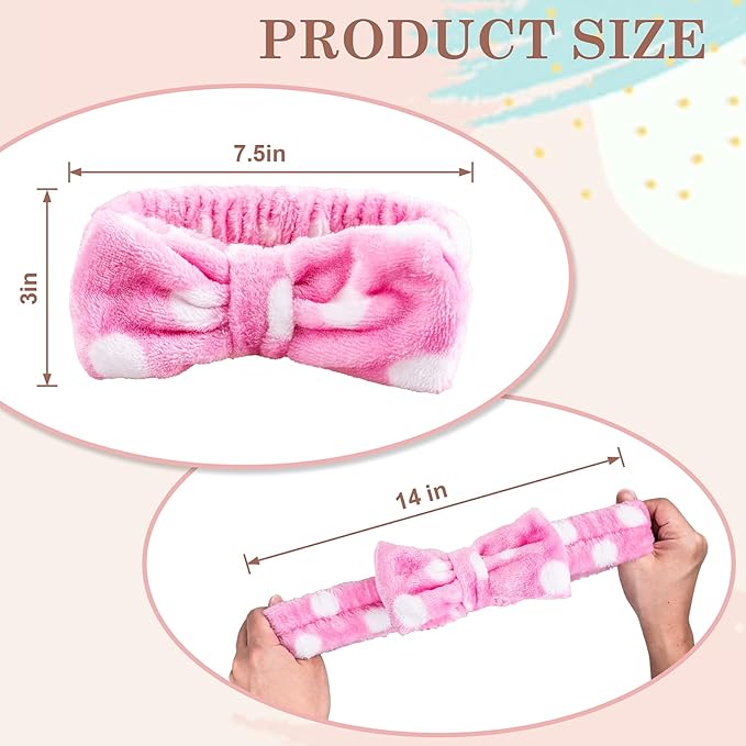 9 Pcs Spa Headband for Washing Face, Skincare Headband, Microfiber Makeup Headbands for Women Girls, Face Wash Skin Care Headbands, Facial Make Up Hair Head band, Bow Shower Hair Band for Teens Gift