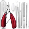 10PCS Toenail Clippers Tool, Ingrown toenail Tool, Professional Thick & Ingrown Toe Nail Clippers for Men & Seniors(red)