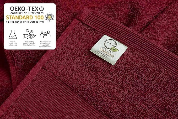 Softolle Luxury Bath Towels Set of 4 (27” x 54”) | Towels for Bathroom | Super Soft | Highly Absorbent Towels for Home, Spa, Gym (Burgundy)