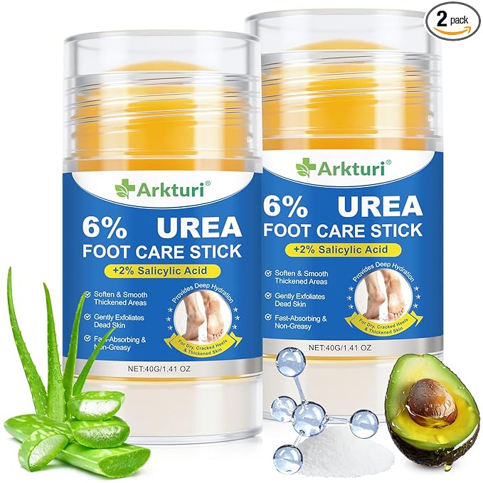 Urea Cream, Maximum Strength Urea Foot Cream, 60% Urea Cream Stick plus 2% Salicylic Acid Callus Remover for Dry Cracked Heels, Hands, Knees, Exfoliating Moisturizer, Dead Skin Remover Foot Balm 2.8OZ