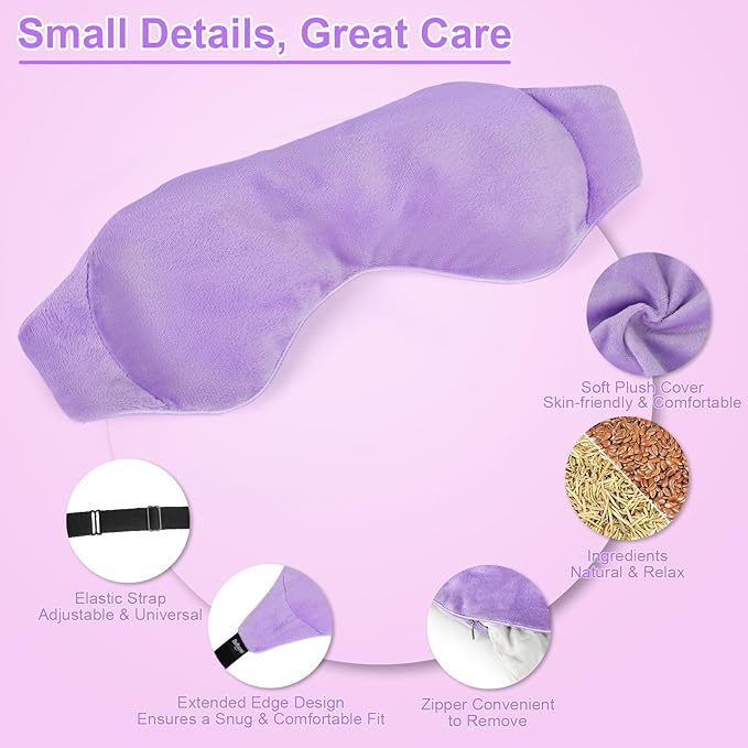 BeHoomi Heated Eye Mask Warm Compress for Eyes, Weighted Eye Mask for Sleeping, Microwave Hot Compress for Eyes Relaxation, Reusable Sleep Mask for Home, Office, Stocking Stuffers (Rosemary)