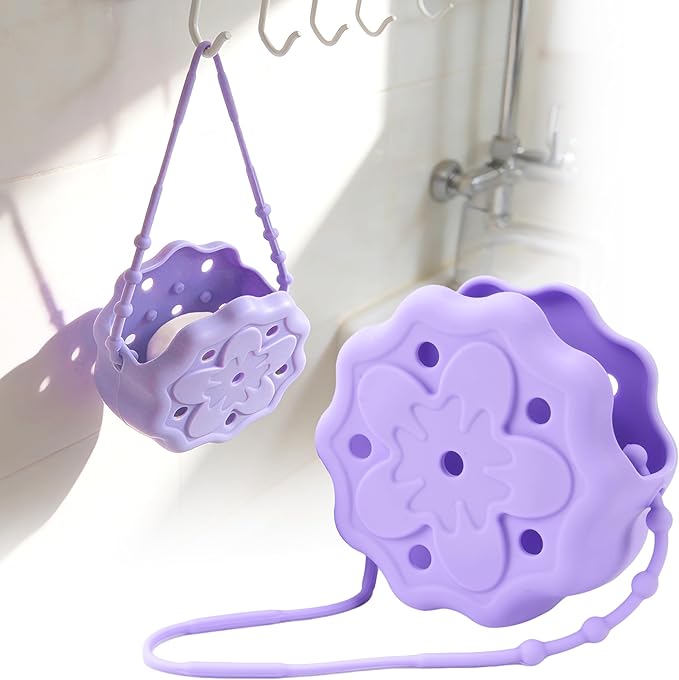 Purple Shower Steamer Tray, Hangable and Reusable Shower Steamer Holder/Hanger, Bath Bombs Holder, Shower Accessory, Aromatherapy Diffuser Containers, Silicone Material, Gift for Mother's Day