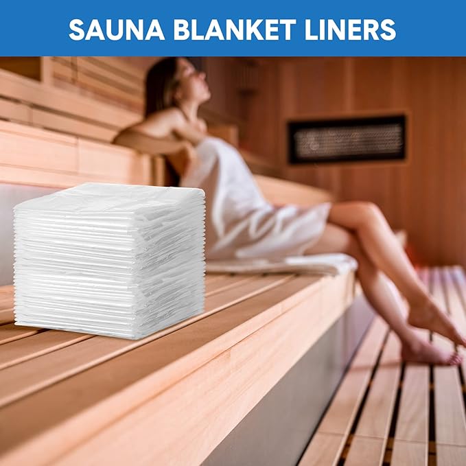 Mimorou 100 Pack Disposable Sauna Blanket Sauna Bag Liners Plastic Sheeting for Body Wrap 87 x 47 Inch Thicken Bag Infrared Blanket for Beauty Salon Spa Accessories
