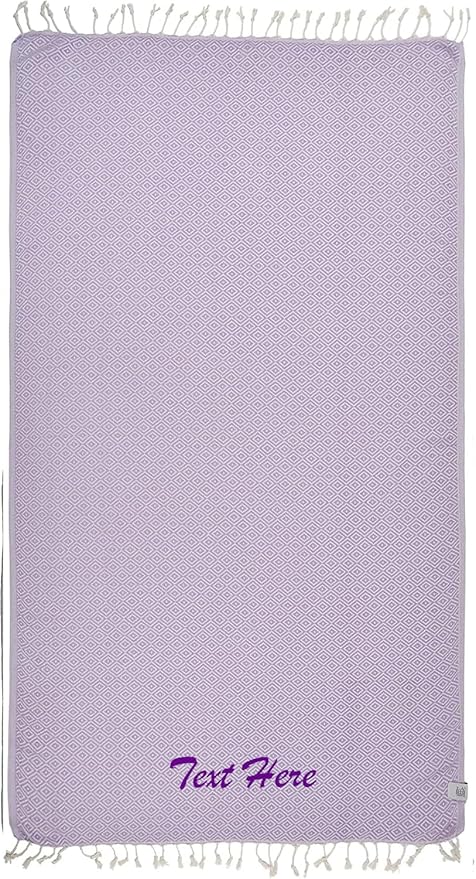 Personalized Embroidered Beach Towel | Throw Blanket, Easy to Carry, Sand Free, Highly Absorbent, Quick Dry, Turkish Towels for Camping Bath Sauna Beach Gym Pool Yoga SPA by Lahammam, Malta, Lilac