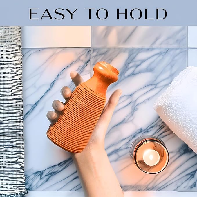 QUBA LINEN Pumice Stone for Feet - 2-Sided Terra Cotta Foot Scrubber, Professional Exfoliating Clay Stone for Feet Hands Body Care - Pumice Stone for Feet Callus Remover, Brown (Pack of 2)