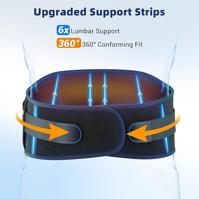 Comfytemp Cordless Heating Pad with Back Brace for Lower Back, FSA Eligible HSA Portable Wireless Wearable Heated Rechargeable Lumbar Support Mothers Day Gift, 3 Heat 3 Timer, 52"(No Massage)