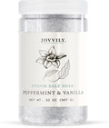 Jovvily Peppermint & Vanilla Epsom Salt - 2 lb - Scented Soaking Solution for Body & Feet