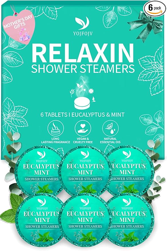 Vapor Shower Steamers Aromatherapy - Mothers Day Gifts for Husband Mom Her Wife Women, 6 Pack Vapor Shower Tablets, Breathe Easy & Relaxation with Eucalyptus Menthol Essential Oils, Self-Care SPA