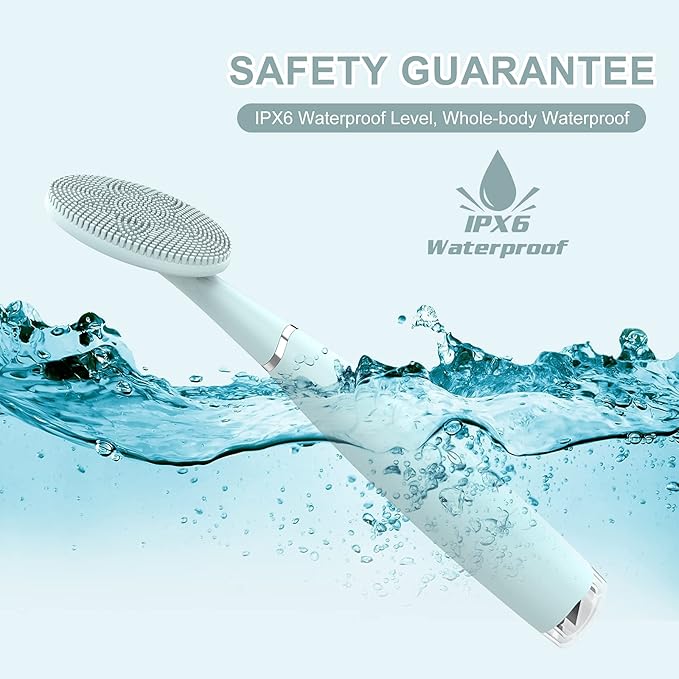 TUGOKU Sonic Facial Cleansing Brush Waterproof Scrub Face Brush for Men & Women Rechargeable Brushes Deep Cleansing Gentle Exfoliating Removing Blackhead Massaging (Blue) 7.4x1.4x0.8 Inch (Pack of 1)