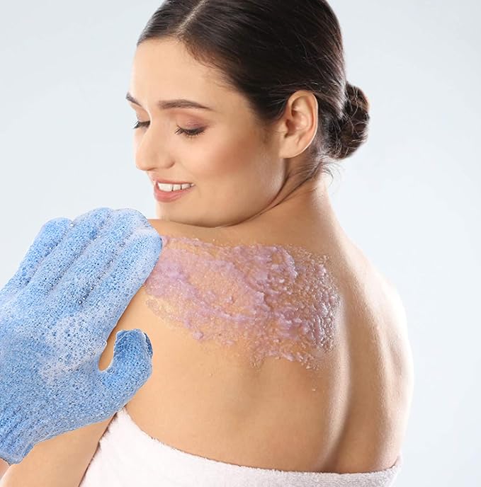 IBLUE Shower Gloves,Double Sided Exfoliating Bath Body Scrub Gloves For Women & Men Deep Clean Skin Spa Bathing,#P207