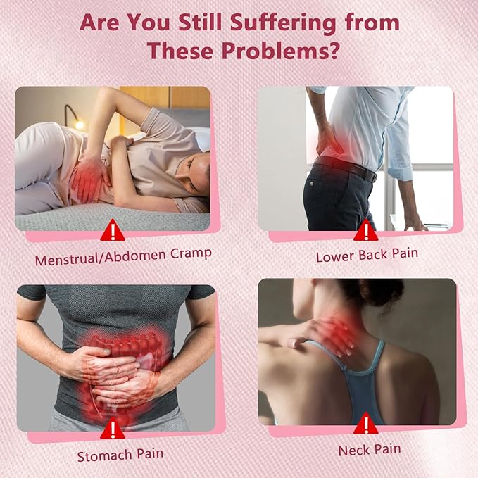 HOTBAG Heating Pad for Period Cramps Portable Cordless 3S Fast Period Heating Pad Cramp Relief with 3 Heat Levels and 3 Massage Modes Menstrual Electric Waist Wrap Belt for Pain Relief Gifts for Her
