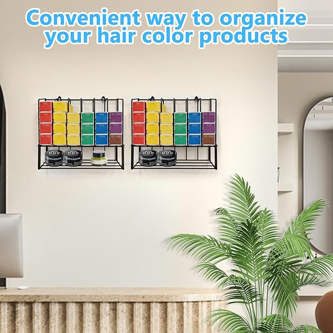 2 PCS Hair Color Organizer for Salon Storage Rack Wall Mounted Hair Color Racks for Salon Cabinet Hairs Dye Tube Storage Display Rack for Stylists Spa Beauty Home