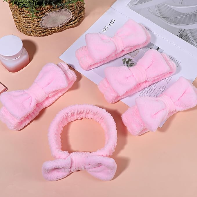 20 PCS Spa Headband Bulk, Pink Spa Headbands for Women Soft Hair Bands for Face Washing Skincare Headbands Hair Band Face Makeup Headband for Women Cosmetic Head Wraps for Shower Skin Care Yoga