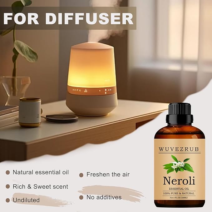 Neroli Essential Oils, 120ML Pure and Natural Essential Oil for Aromatherapy Diffuser - Neroli /4 Fl Oz