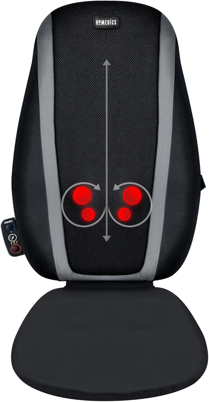HoMedics Shiatsu Massage Cushion with Soothing Heat, Deep-Kneading Massage, Targets Pressure Points All Over Back, Soothing Heat, Relax Overworked Muscles, Release Tension, Reduce Back Pain
