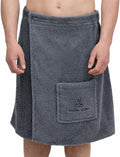 100% Cotton Sauna Kilt Towel Wrap for Men – Soft Sauna Towel for Inside Sauna, Adjustable Waist Wrap Bath Robe, Essential Sauna Accessories for Home Spa, Shower & Dry Sauna, Luxury Gift for Him, Grey