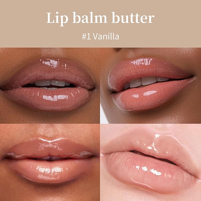 URQT Lip Butter Balm, Hydrating, Nourishing & Softening Lip Care with Natural Oils & Fruit Extracts, Long-Lasting Moisture, Non-Sticky Shine, Soften Dry Lips Lip Care (#1 Vanilla)