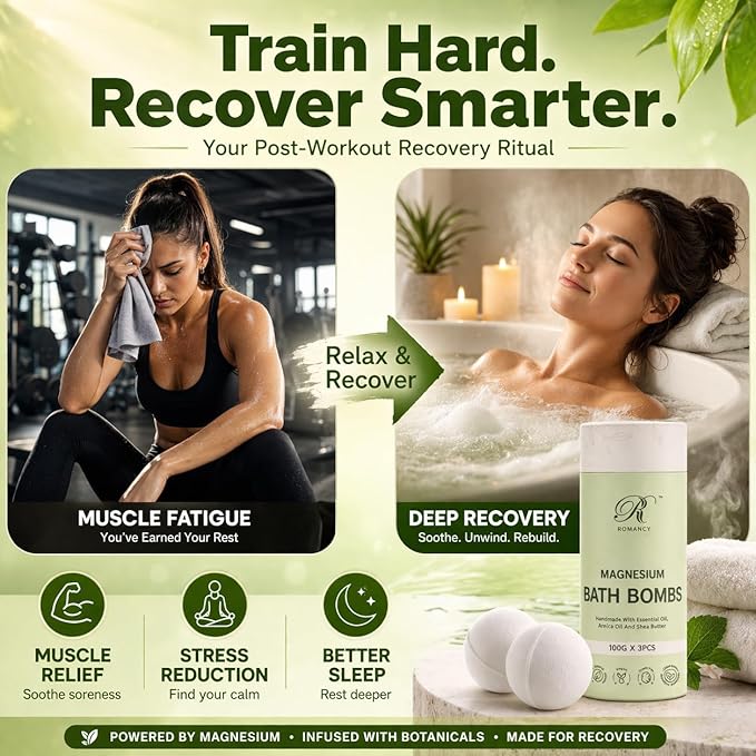 Magnesium Bath Bombs Gift Set – XL Epsom Salt Bath Bombs for Muscle Recovery, Stress Relief & Post-Workout Relaxation with Lavender & Arnica Spa Gift for Women & Men for Sore Muscles