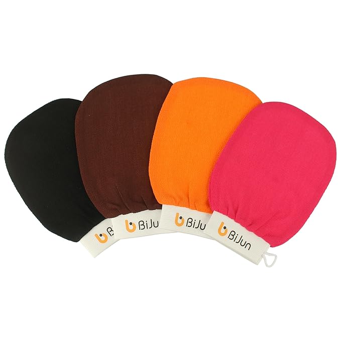 BiJun Exfoliating Glove Moroccan Kessa Scrub Exfoliating Gloves Deep Exfoliating Mitt Body Scrub Premium Scrub Wash Mitt Body Skincare at Home Shower or Bath Exfoliating Mitts for Dead Skin Remover