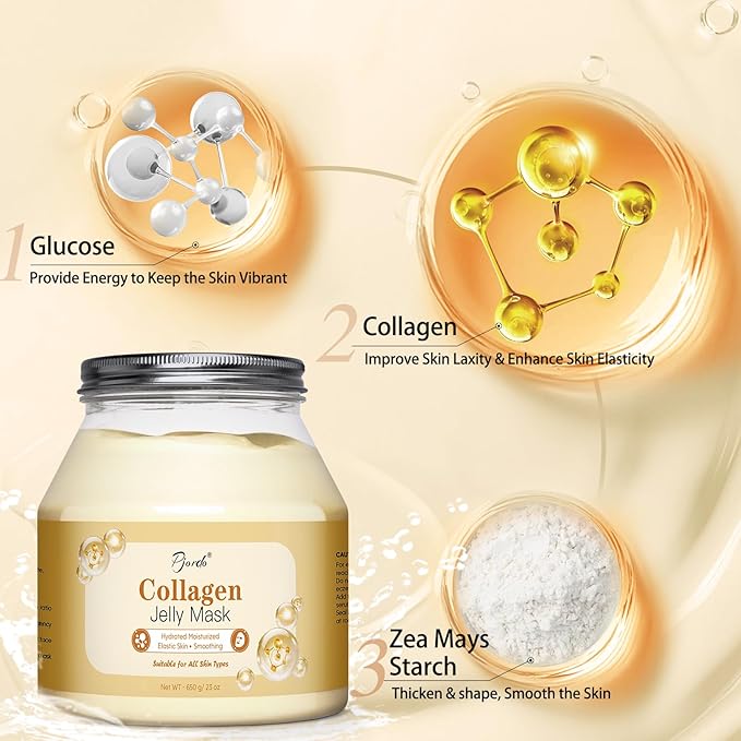 Pjordo Jelly Masks for Facials Professional, Collagen Firming, Hydrating & Moisturing Face Mask Skin Care, Hydrojelly Peel Off Jelly Mask with Mixing Bowl Set, DIY Spa Use for All Skin Types