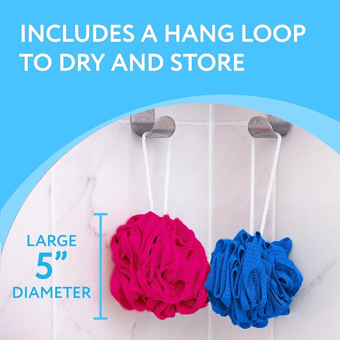 IMPRESA Mesh Bath & Shower Loofah Sponges - 5-Inch - Pack of 6 Gentle Exfoliating Body Scrubber & Bath Pouf - Home & Travel Loofah Pack - Durable Quick-Dry Shower Sponge